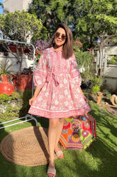 Rose flower printed tier dress